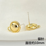 Round Square Silver Needle Ear Stud DIY Ear Rings Material