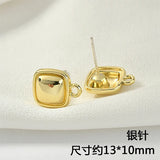 Round Square Silver Needle Ear Stud DIY Ear Rings Material