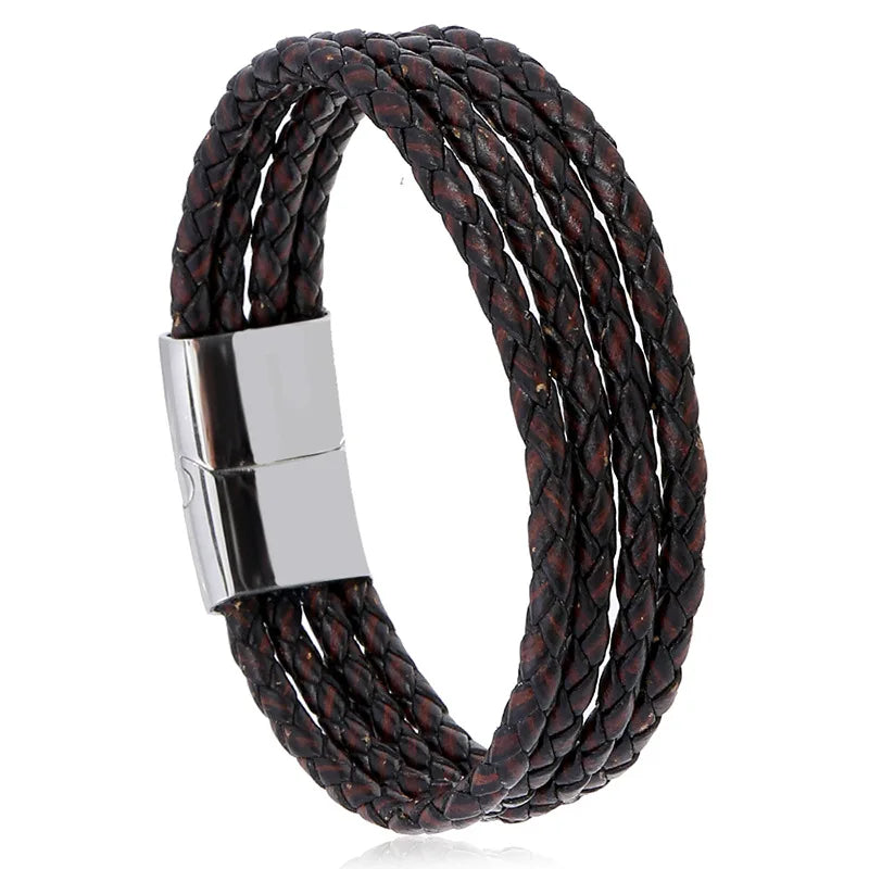 Stainless Steel Leather Bracelet Student Titanium Steel Leather Bracelet