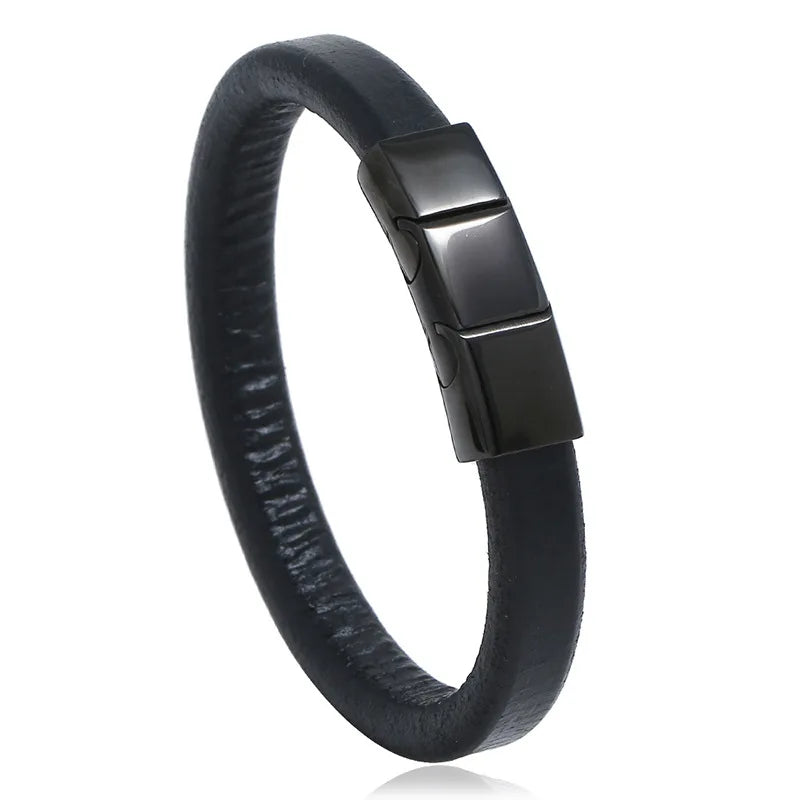 Versatile Stainless Steel Leather Bracelet Casual Student Style