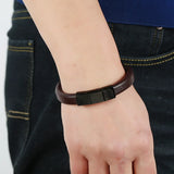 Versatile Stainless Steel Leather Bracelet Casual Student Style