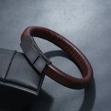 Versatile Stainless Steel Leather Bracelet Casual Student Style