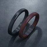 Versatile Stainless Steel Leather Bracelet Casual Student Style
