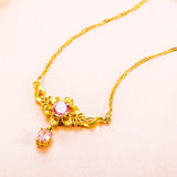 Zircon Gold-Plated Sunflower Pendant Collarbone Chain Wedding Jewelry