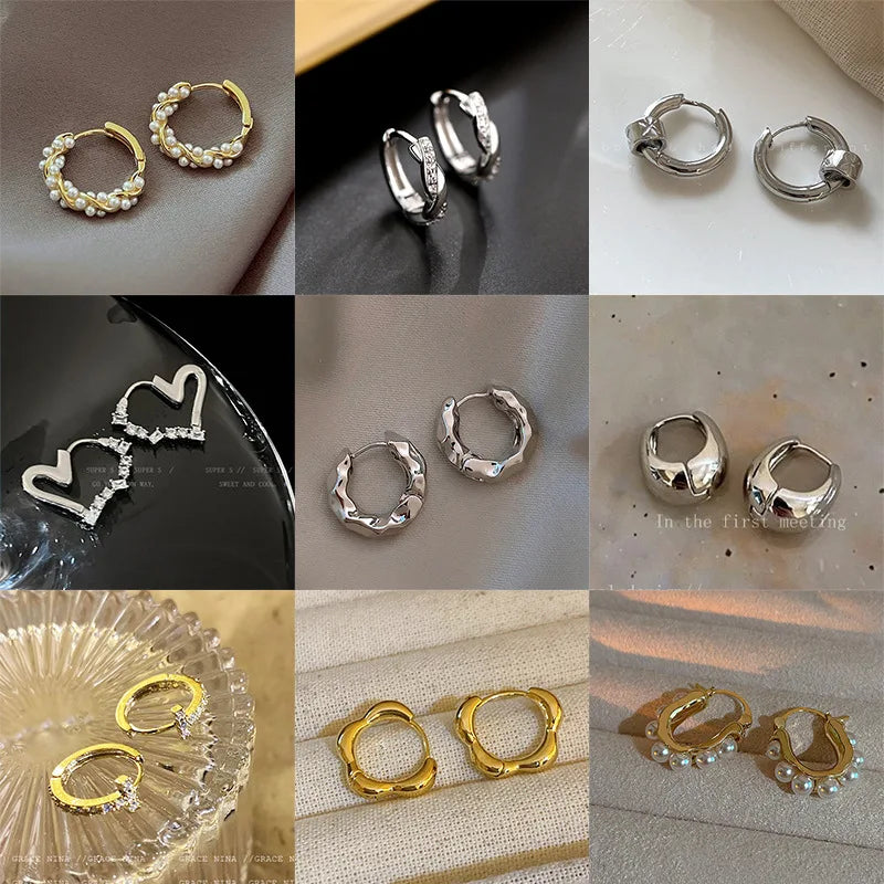 Vintage Pearl Earrings, Circle Ear Buttons, Versatile Accessories