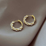 Vintage Pearl Earrings, Circle Ear Buttons, Versatile Accessories