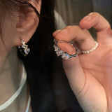 Vintage Pearl Earrings, Circle Ear Buttons, Versatile Accessories