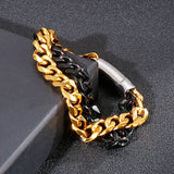 Double-Layer Chain Bracelet Titanium Steel Boys Cuban Chain