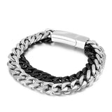 Double-Layer Chain Bracelet Titanium Steel Boys Cuban Chain
