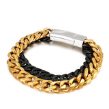 Double-Layer Chain Bracelet Titanium Steel Boys Cuban Chain