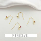 Copper Red Rhinestone Ear Hook DIY Earring Material Hand-made Accessories