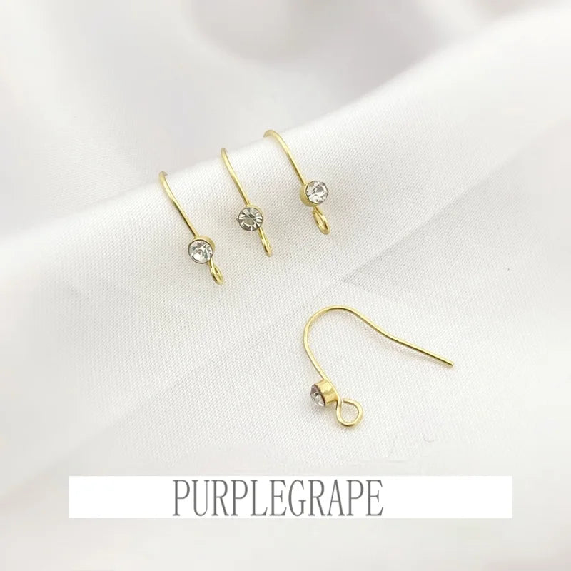 Copper Red Rhinestone Ear Hook DIY Earring Material Hand-made Accessories
