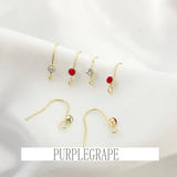 Copper Red Rhinestone Ear Hook DIY Earring Material Hand-made Accessories
