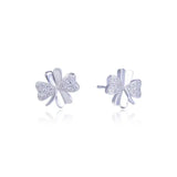 S925 Sterling Silver Four-Leaf Clover Zircon Earrings