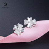 S925 Sterling Silver Four-Leaf Clover Zircon Earrings
