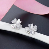 S925 Sterling Silver Four-Leaf Clover Zircon Earrings