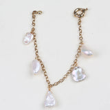 Keshi Pearl Pendant Chain Bracelet