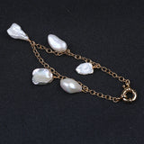 Keshi Pearl Pendant Chain Bracelet