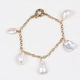 Keshi Pearl Pendant Chain Bracelet