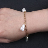 Keshi Pearl Pendant Chain Bracelet