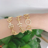 Plated Brass CZ Zircon Love Circle Airplane Bangle Bracelets