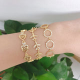 Plated Brass CZ Zircon Love Circle Airplane Bangle Bracelets