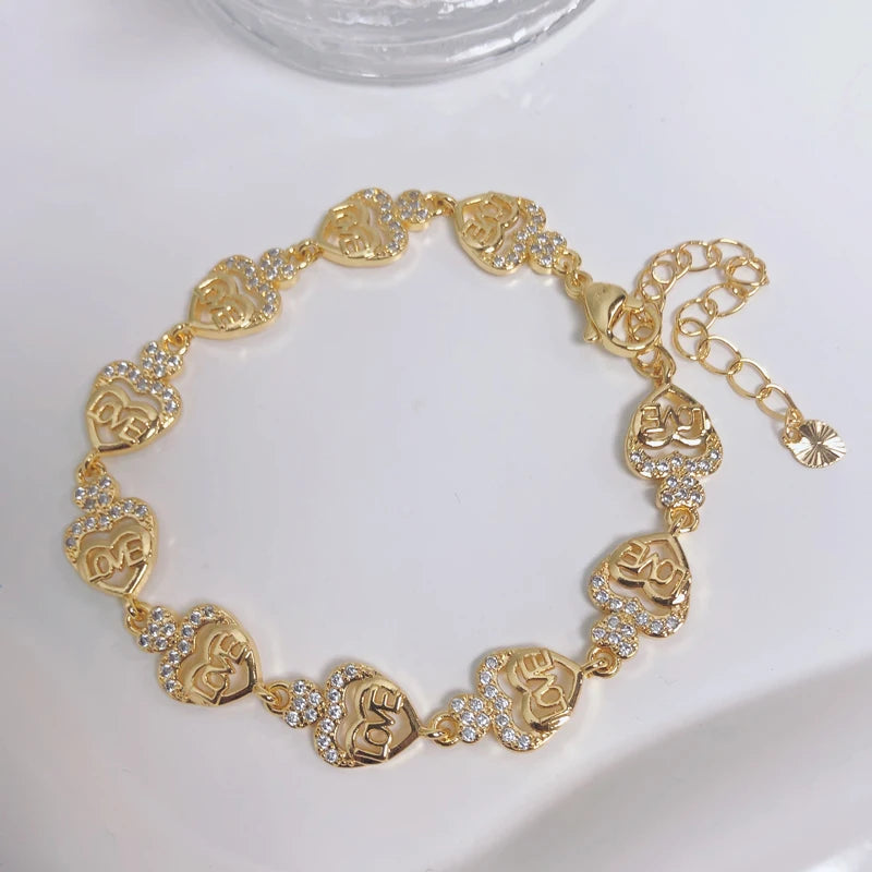 Plated Brass CZ Zircon Love Circle Airplane Bangle Bracelets
