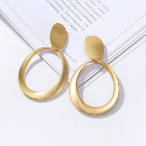Geometric Big Round Clip Earrings for Women Hollow Ear Clip Jewelry