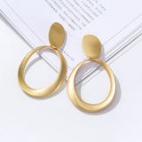 Geometric Big Round Clip Earrings for Women Hollow Ear Clip Jewelry