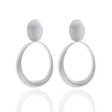 Geometric Big Round Clip Earrings for Women Hollow Ear Clip Jewelry