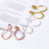 Geometric Big Round Clip Earrings for Women Hollow Ear Clip Jewelry
