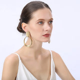 Geometric Big Round Clip Earrings for Women Hollow Ear Clip Jewelry