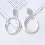 Geometric Big Round Clip Earrings for Women Hollow Ear Clip Jewelry