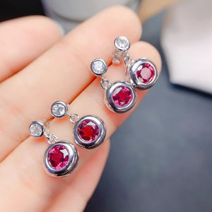 925 Silver Garnet Ear Studs, Lady Charm