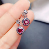 925 Silver Garnet Ear Studs, Lady Charm