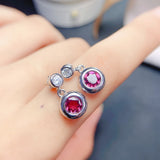 925 Silver Garnet Ear Studs, Lady Charm