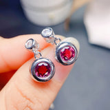 925 Silver Garnet Ear Studs, Lady Charm