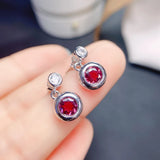 925 Silver Garnet Ear Studs, Lady Charm