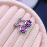 925 Silver Garnet Ear Studs, Lady Charm