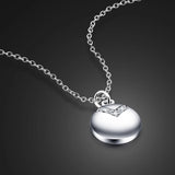 925 Sterling Silver Necklace Round Pendant Solid Silver Clavicle Necklace