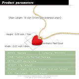 925 Silver Rose Necklace Red Heart Pendant Solid Silver Material Bijoux