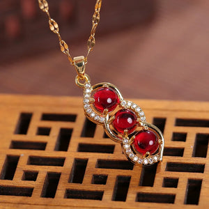 Green Bean Pendant Chalcedony Necklace Jewelry