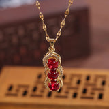 Green Bean Pendant Chalcedony Necklace Jewelry