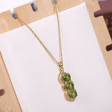 Green Bean Pendant Chalcedony Necklace Jewelry