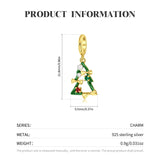 Hollow S925 Sterling Silver Gold-Plated Christmas Tree Pendant Bracelet
