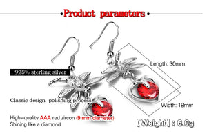 Dragonfly Zircon Sterling Silver Pendant Earrings