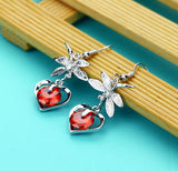 Dragonfly Zircon Sterling Silver Pendant Earrings