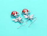 Dragonfly Zircon Sterling Silver Pendant Earrings