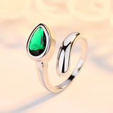Silver Plated Multicolor Leaf Ring Wedding Jewelry
