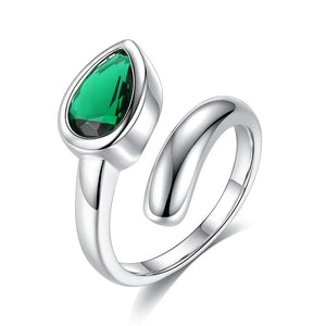 Silver Plated Multicolor Leaf Ring Wedding Jewelry